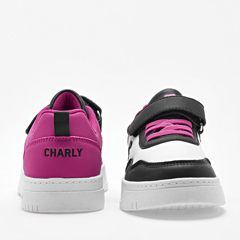 Charly Tenis urbano para ni&ntilde;a blanco negro fucs... image number null
