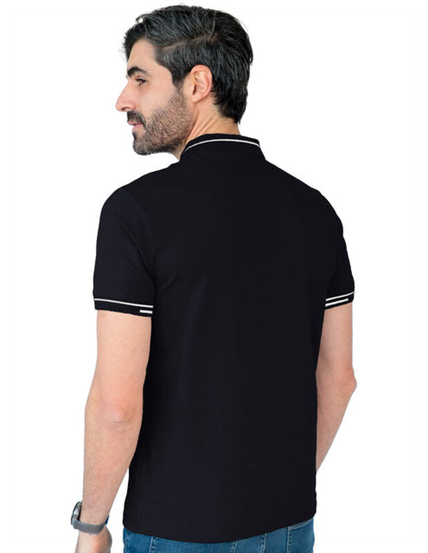 Playera Hombre Premium Cuello Con Cierre Negro ... image number null
