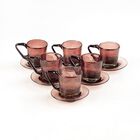 Tazas c/ Platos Set de 6 Tazas con Plato de Vidrio Soplado Amatista Marea Baja