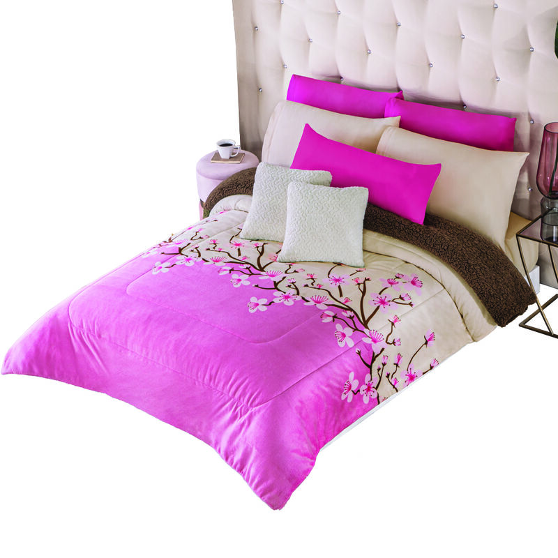 COBERTOR PACHI FLOR DE CEREZO V2 CAFE KS/XL-QS image number null