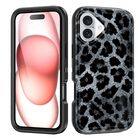 Funda BFUKVOU para iPhone 17 (6.3'') con soporte invisible y estampado leopardo negro