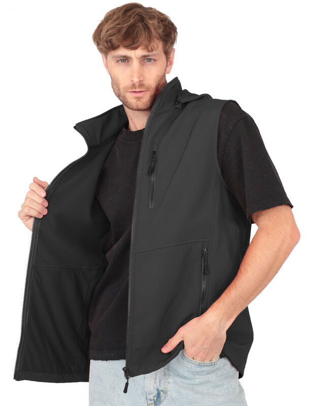 Chaleco Con Gorro Desmontable Cuello Alto Negro... image number null