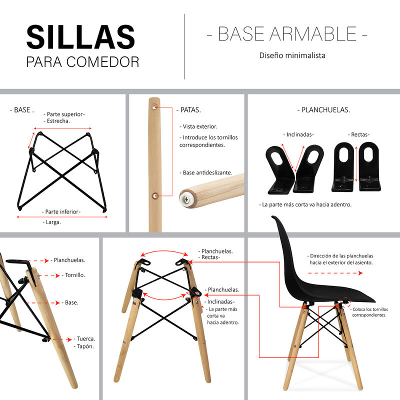 Set de 4 Sillas Modernas Para Comedor y Sala Mi... image number null