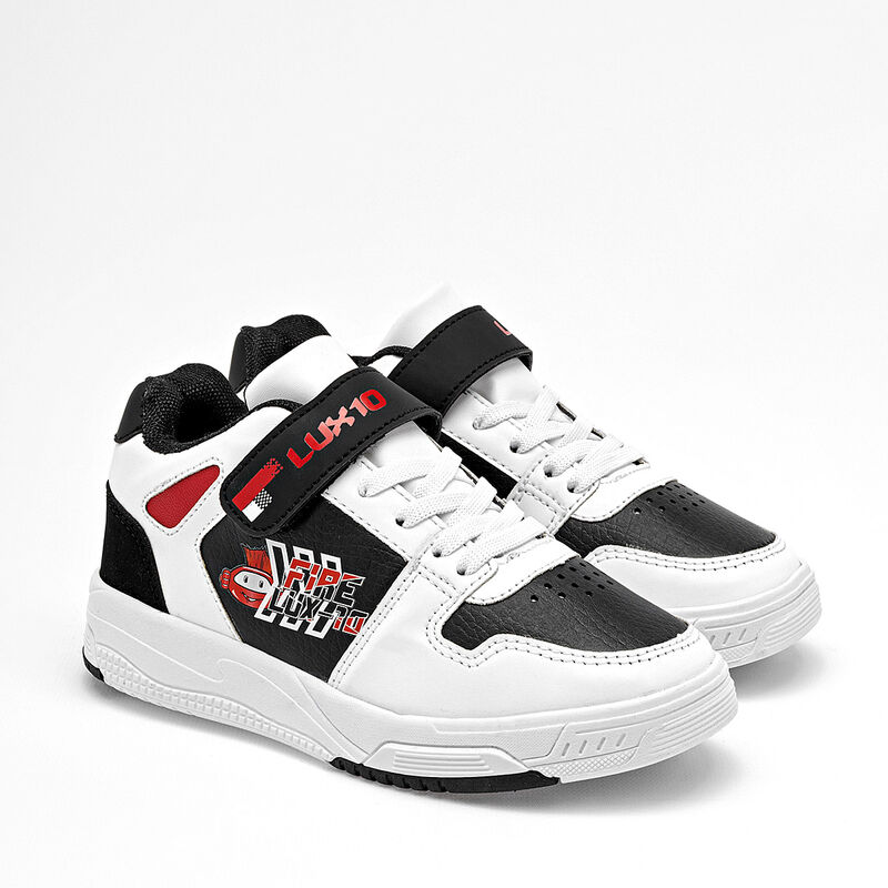 Lux-10 tenis para ni&ntilde;o  blanco negro rojo cod 1... image number null