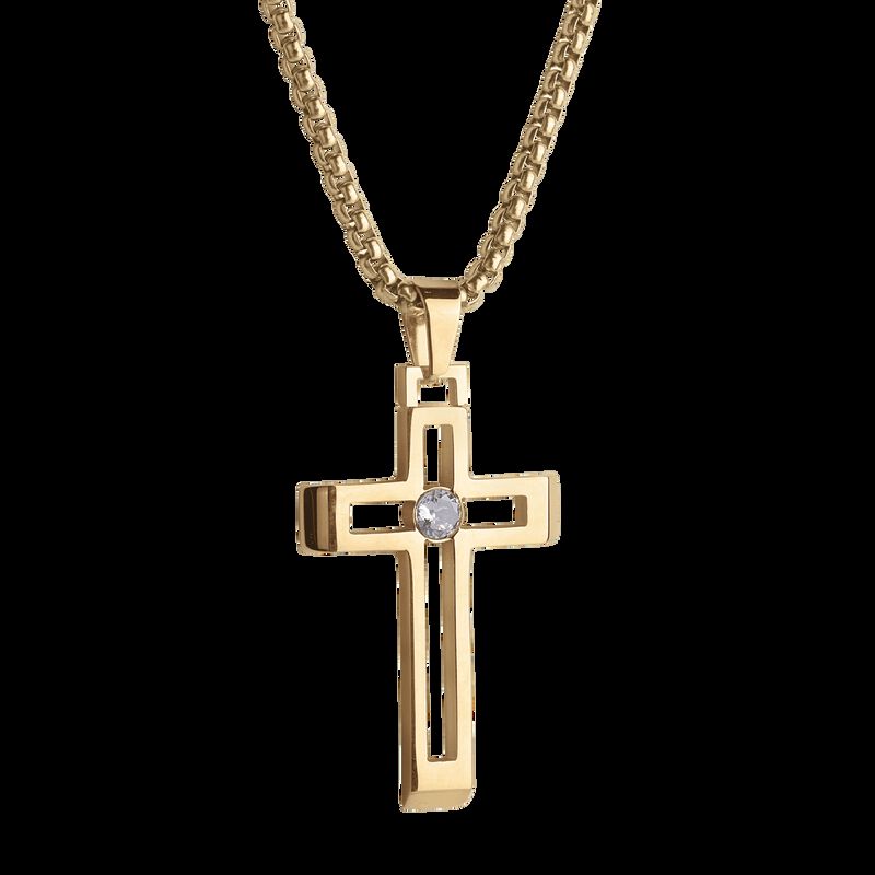 Collar Hombre Acero Inoxidable Cruz, Regalos Pa... image number null