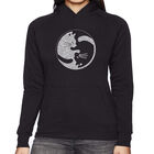 Sudadera Con Capucha Word Art Para Mujer - Gato Yin Yang - Negro