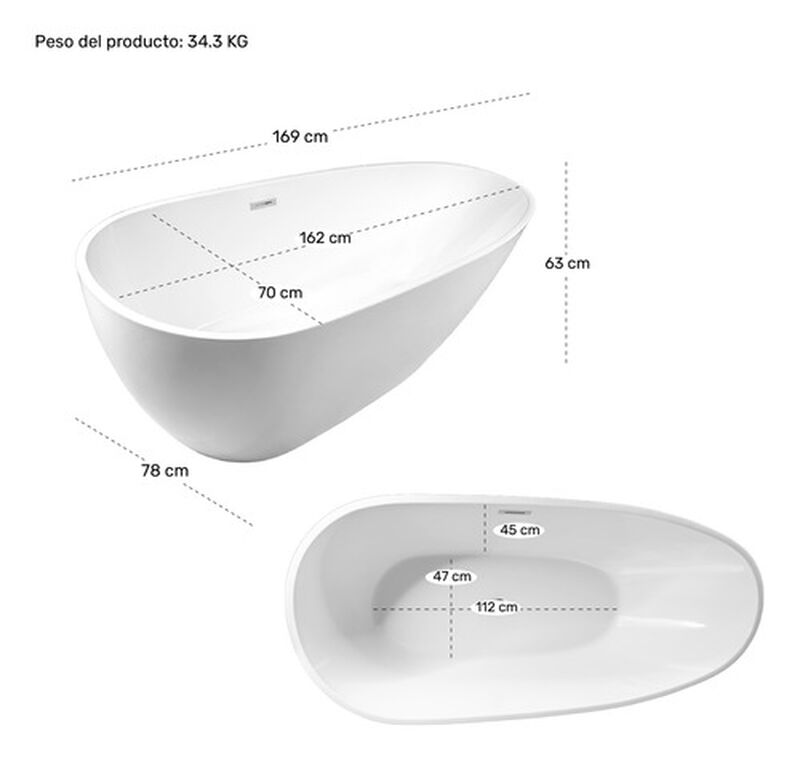 Tina Baño Bañera Fibra Vidrio Lujo Minimalista ... image number null