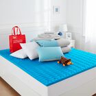 Set  Colchoneta 5 Zonas Individual  + Kit de Cama Bed In A Box Azul  + 2 Almohadas + Oso de Peluche