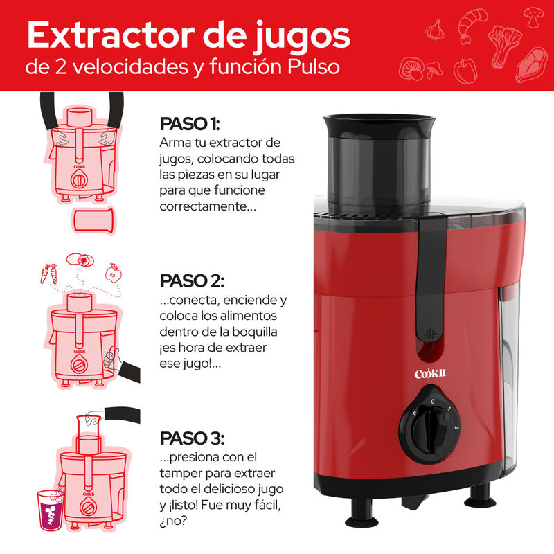 Extractor De Jugos El&eacute;ctrico Cookit Cj12 600w 2... image number null