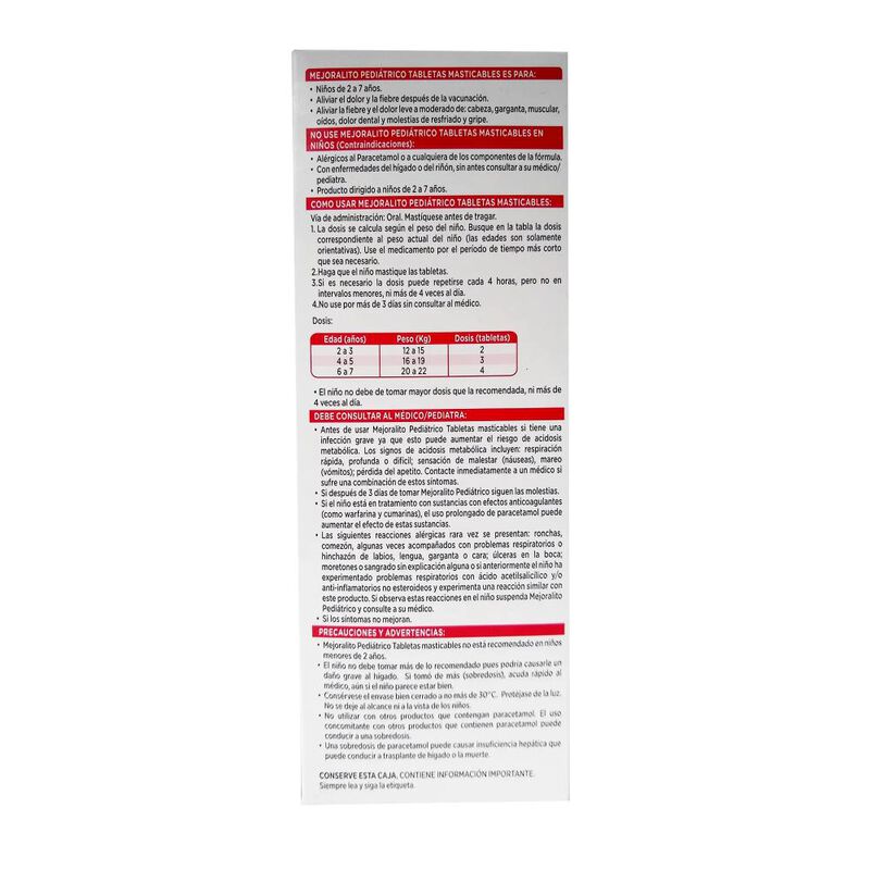 Mejoralito Ped 80 Mg 30 Tableta(s) image number null
