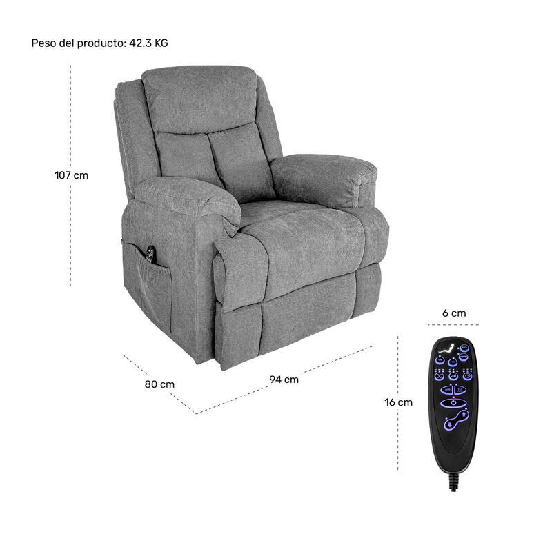 Sillon Sof&aacute; El&eacute;ctrico Masajeador Elevaci&oacute;n Temp... image number null