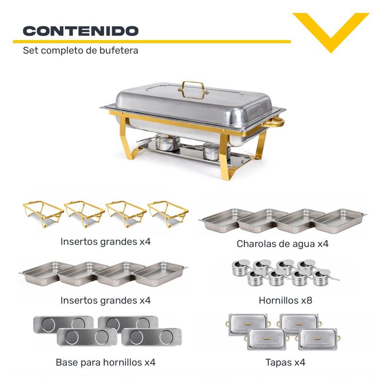 Bufetera Chafer Kit 4pz Acero Inox 11l Catering... image number null
