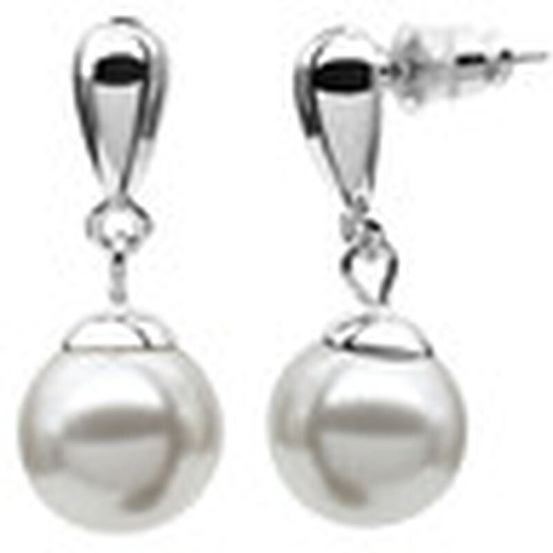 Aretes en Ba&ntilde;o de Oro Blanco de 18K con detalle... image number null