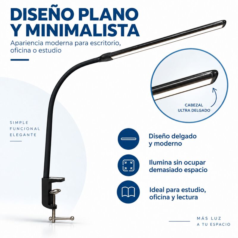 L&aacute;mpara Led De Escritorio Con Cuello Flexible Y... image number null