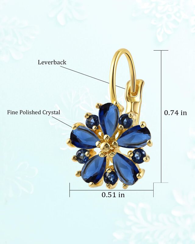 Pendiente Elaximn Ba&ntilde;ado En Oro 14k Con Zafiro ... image number null