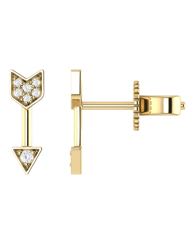 Broqueles Flecha Oro 14k Con 5 Pts. De Diamante... image number null