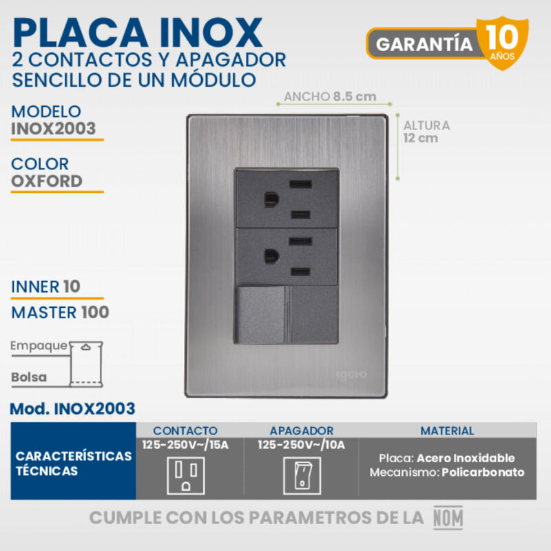 Paquete 5 piezas Placa Armada 1 Apagador Y 2 Co... image number null