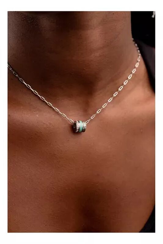 COLLAR DE TUBO WEWA COLOR BLANCO CON ZIRCONIAS image number null