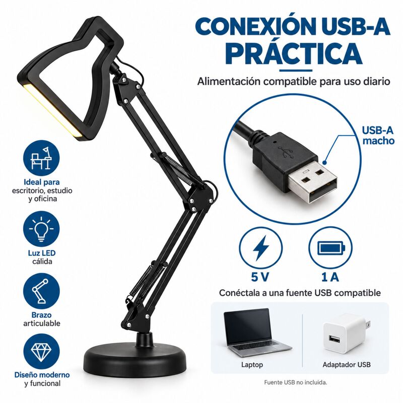 L&aacute;mpara Led De Escritorio Ajustable Con Brazo A... image number null