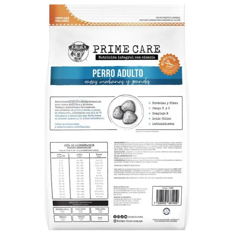 Alimento Prime Care Perro Adulto Raza Mediana/g... image number null