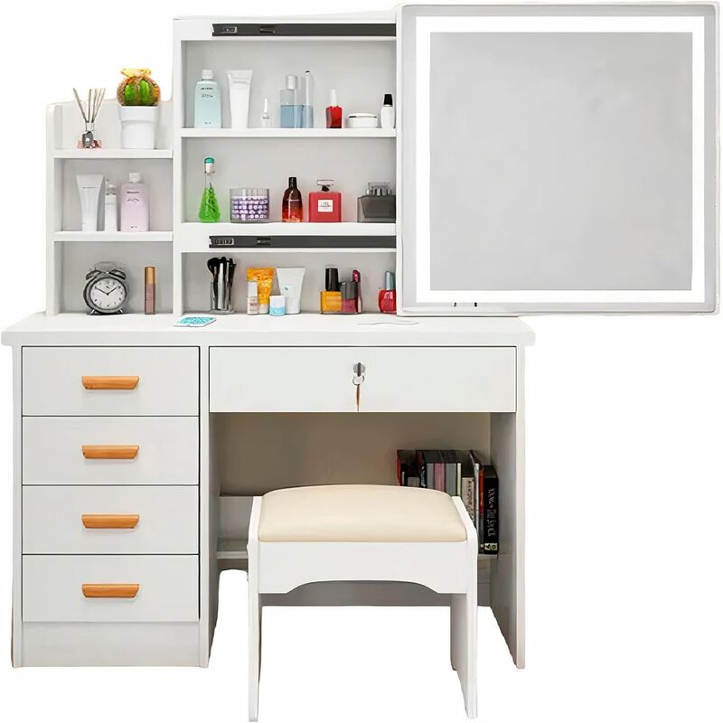 Tocador Vanity Blanco con Espejo Luz Led Bluela... image number null