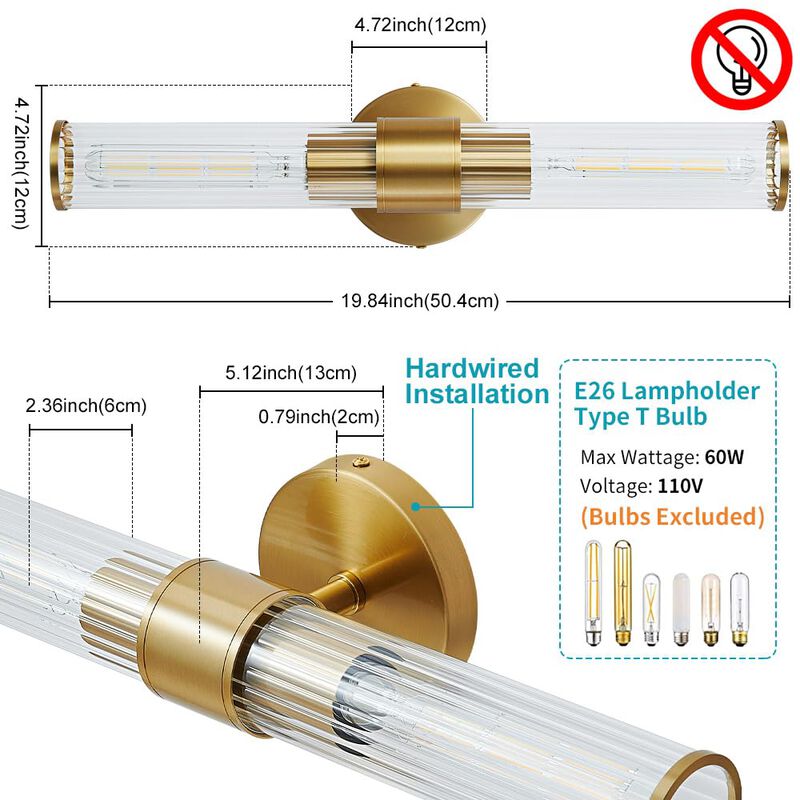 Aplique De Pared Para Ba&ntilde;o Vaziden Dorado 50x12... image number null