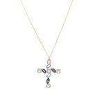 Gargantilla De Cruz Con Cadena De Plata Dorada 925 Con Zirconias De Colores (31 X 22Mm Aprox)