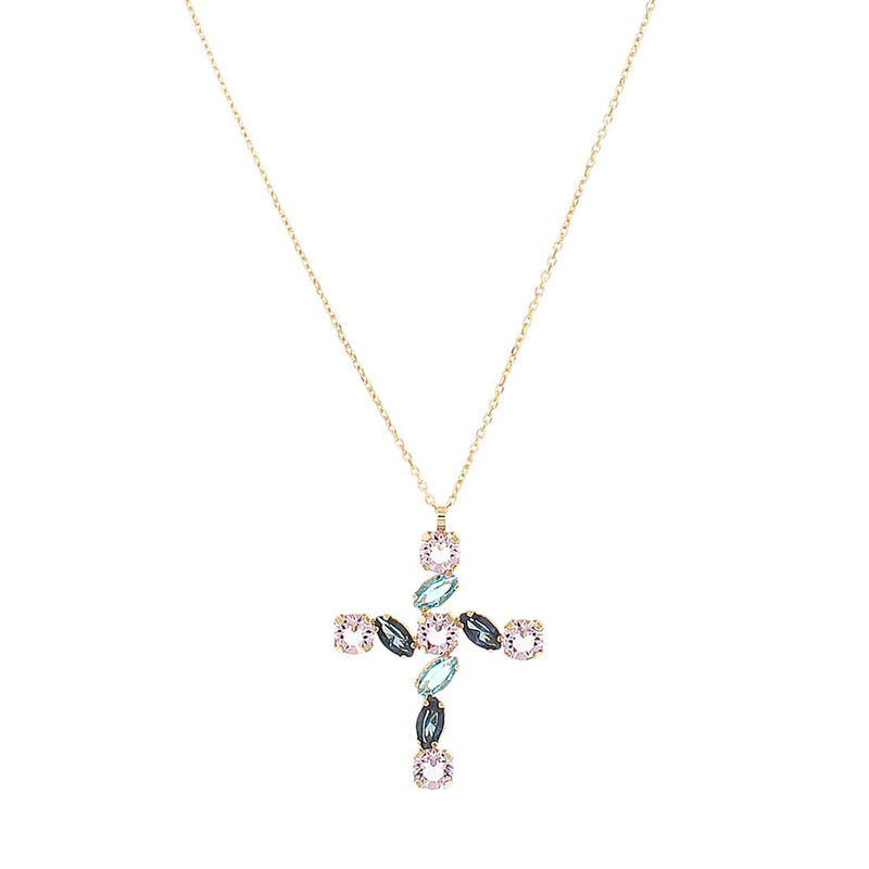 Gargantilla De Cruz Con Cadena De Plata Dorada ... image number null