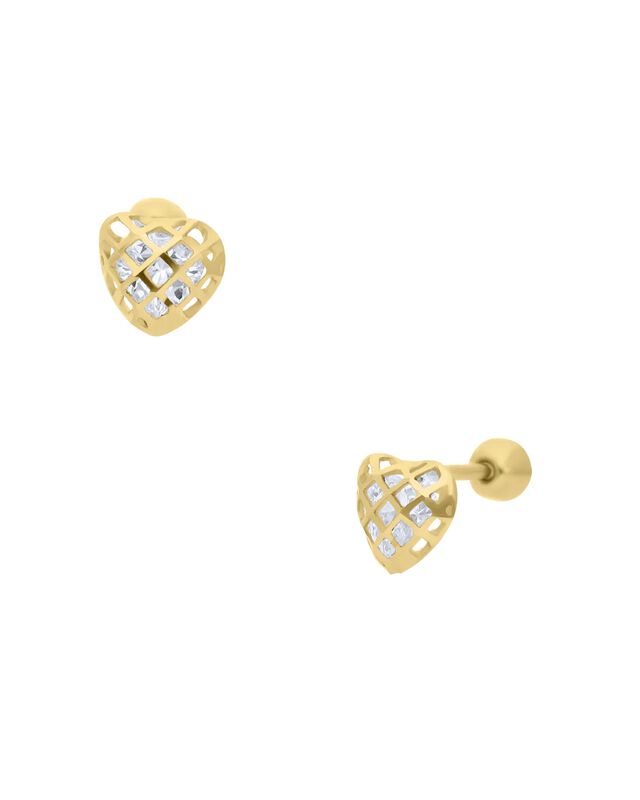 Broqueles De Oro Amarillo De 14k Con Zirconia image number null