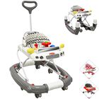 Andadera para Bebé Mecedora Luz y Sonido Diseño de Carrito Bastón Dirigible Alturas Ajustables Plegable Ruedas de Goma - Gris