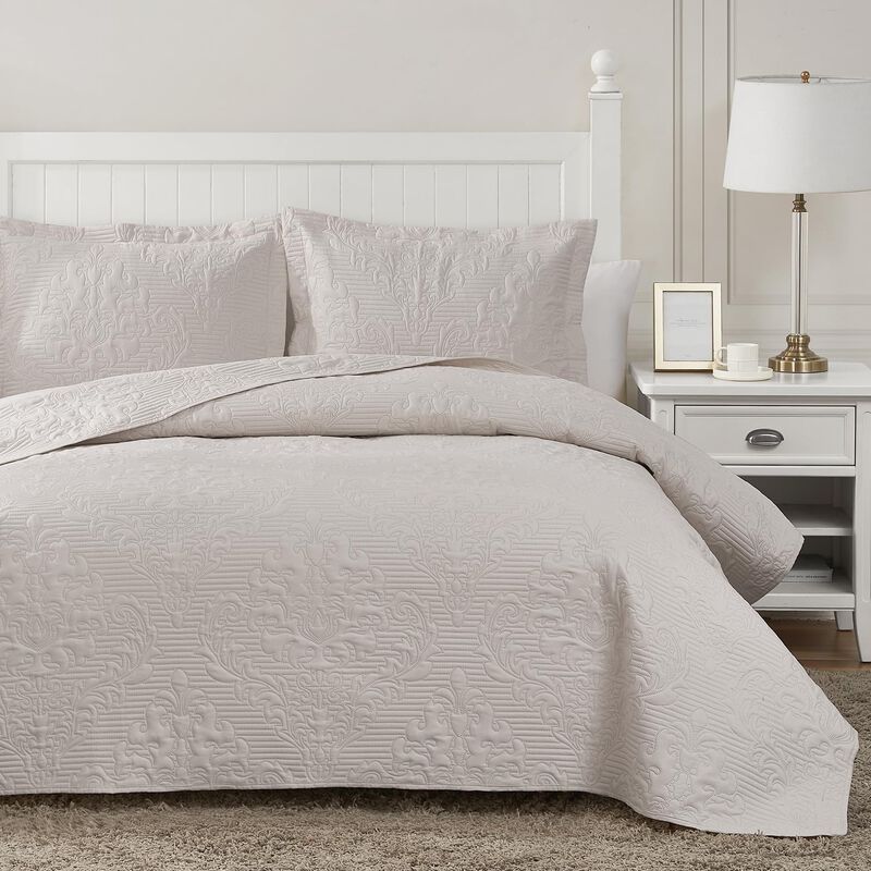 Set De Edred&oacute;n Hansleep Cream Queen Size Damask... image number null