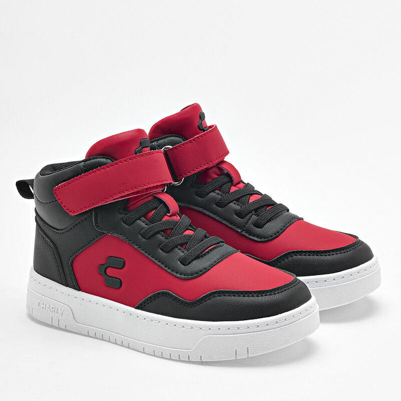 Charly Tenis urbano para ni&ntilde;o rojo negro, aguje... image number null