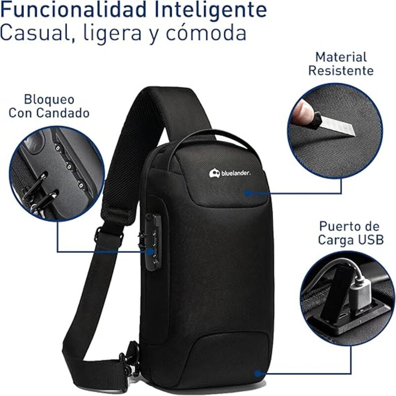 Mochila Antirrobo Cruzada con Candado Bluelande... image number null