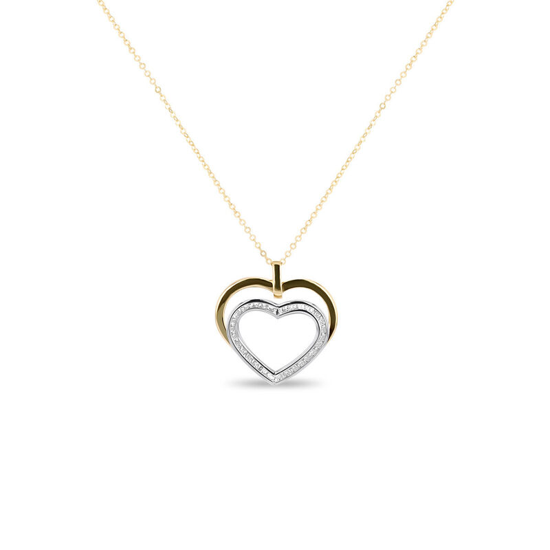 Dije Coraz&oacute;n Bicolor 10k Con Zirconias + Cadena... image number null