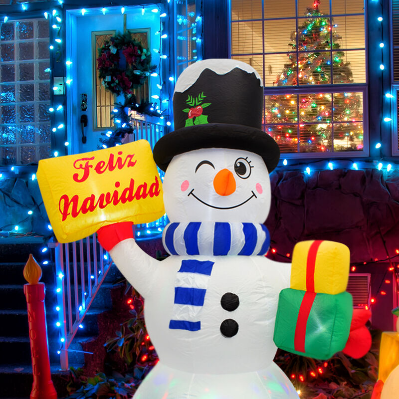 Inflable Navideño Muñeco De Nieve Feliz Navidad... image number null