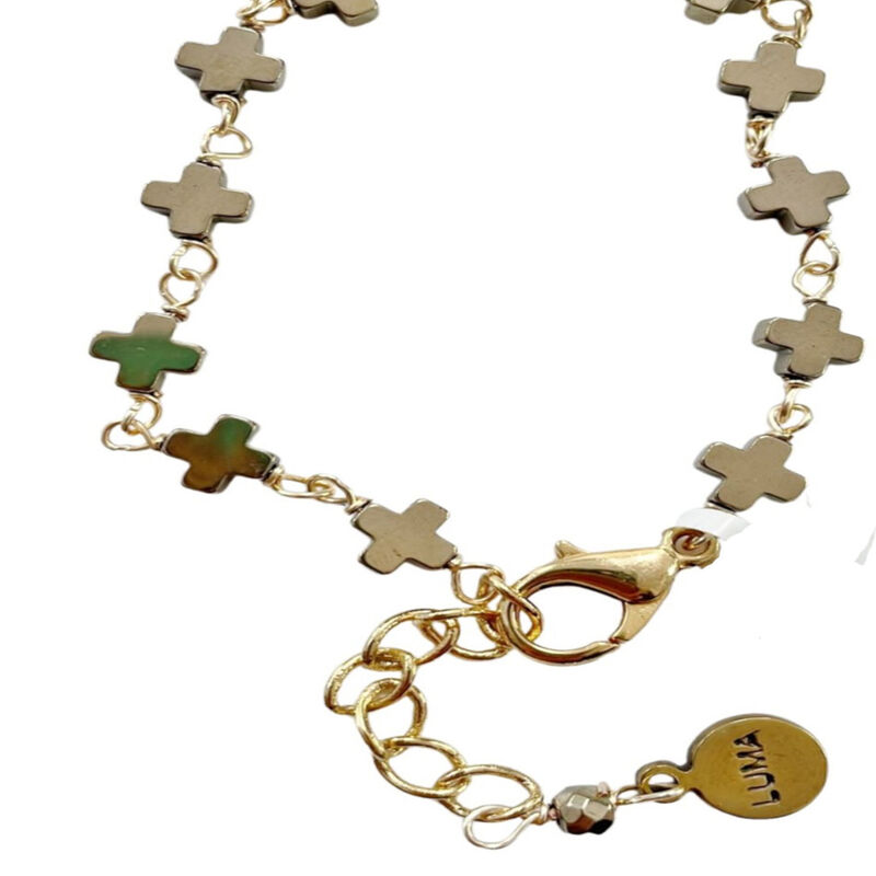 Pulsera De mini Cruces Metalicas Color Oro ajus... image number null