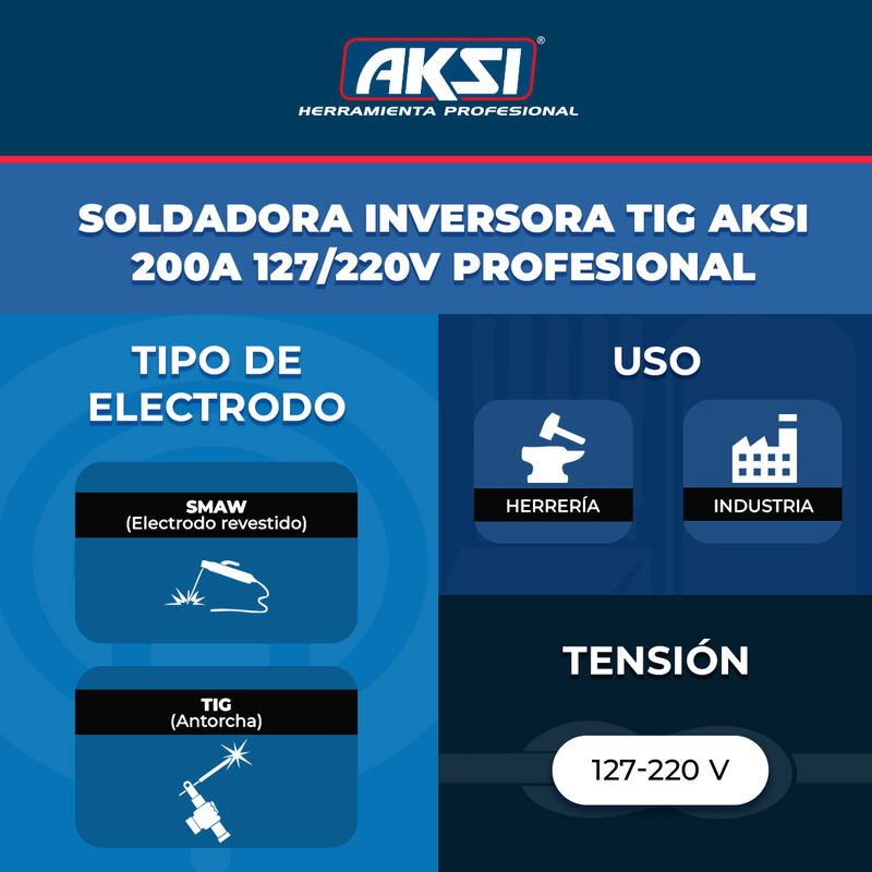 Soldadora Inversora Tig Aksi 200a 127/220v Prof... image number null