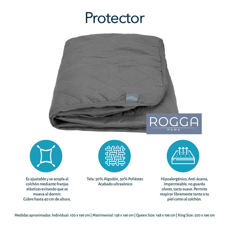 Protector De Colch&oacute;n Impermeable Rogga Lux King... image number null