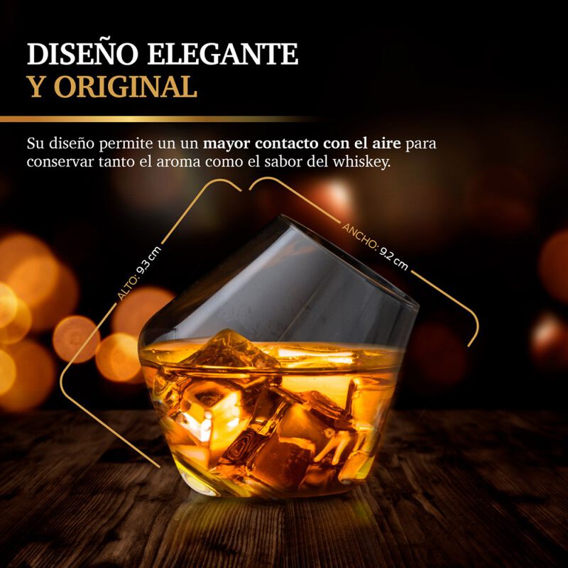 4 Vasos de Vidrio para Whisky Inclinados 325Ml image number null