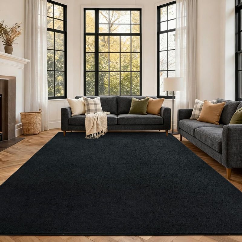 Alfombra Finrèc Home 305x213 Cm Negra Lavable ... image number null