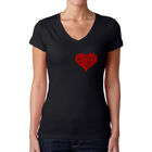 Camiseta De Cuello En V Word Art Para Mujer - All You Need Is Love- Negro