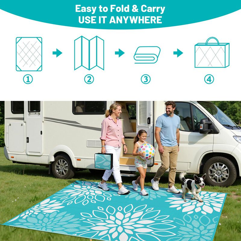 Alfombra Hebe Impermeable 150 cm Floral Reversi... image number null