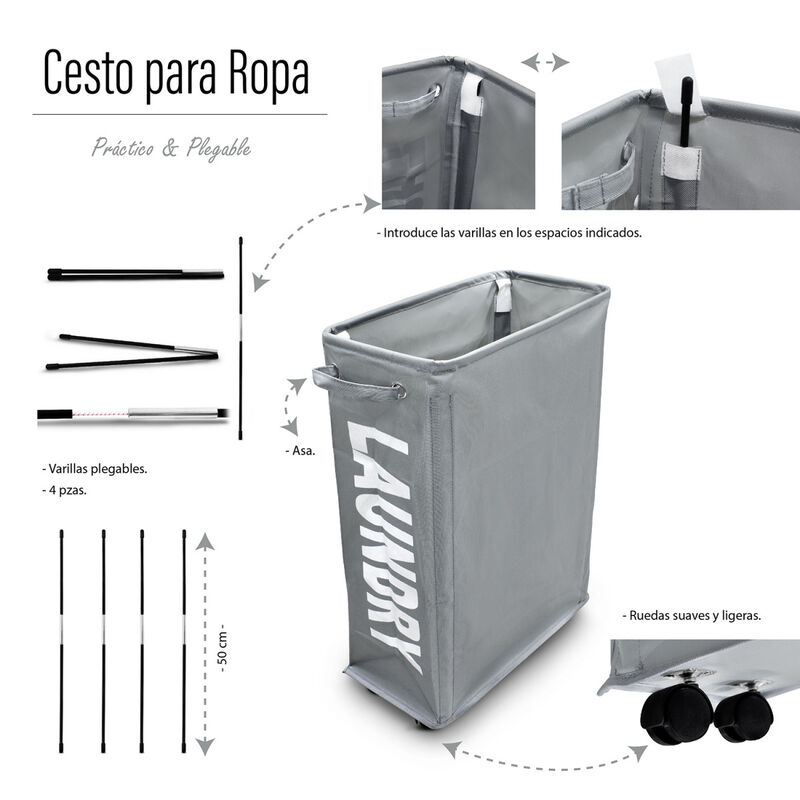 Cesto de Lavander&iacute;a Para Ropa Sucia Plegable co... image number null