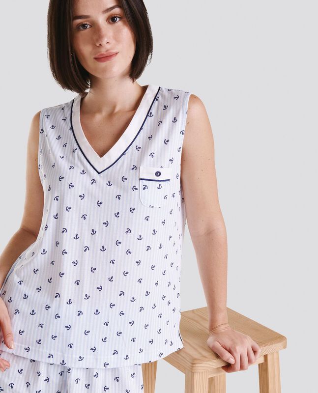 Pijama Sin Mangas con Anclas Marino image number null