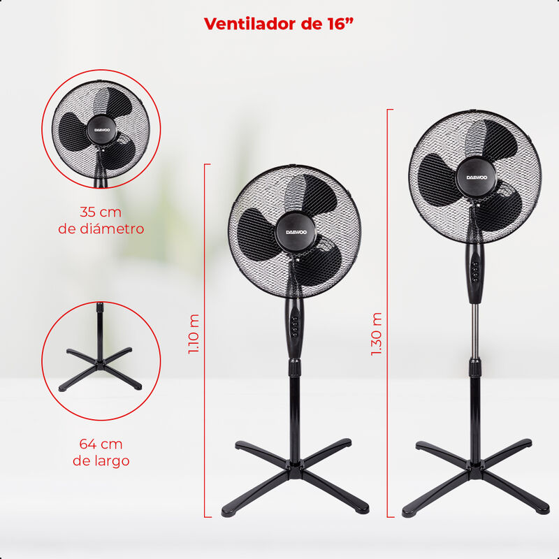 Ventilador pedestal DAEWOO 16 pulgadas 3 veloci... image number null