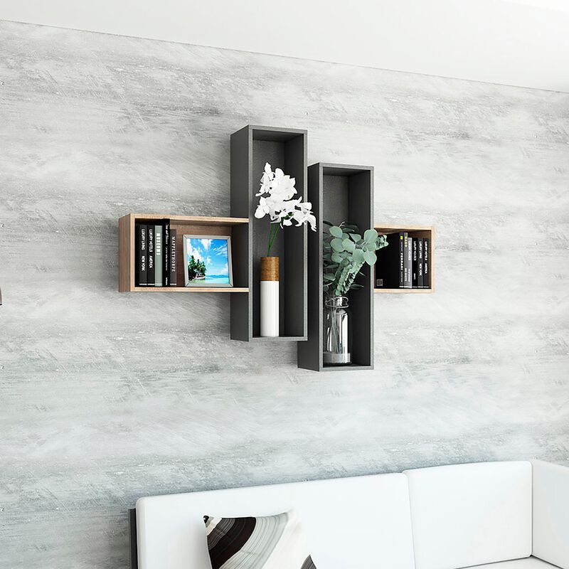 Repisa Frello, Plata Oscuro y Miel, Virtual Mue... image number null