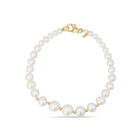 Pulsera Oro 14k Con Perlas Blancas En Disminuci&oacute;n &middot; 19 Cm