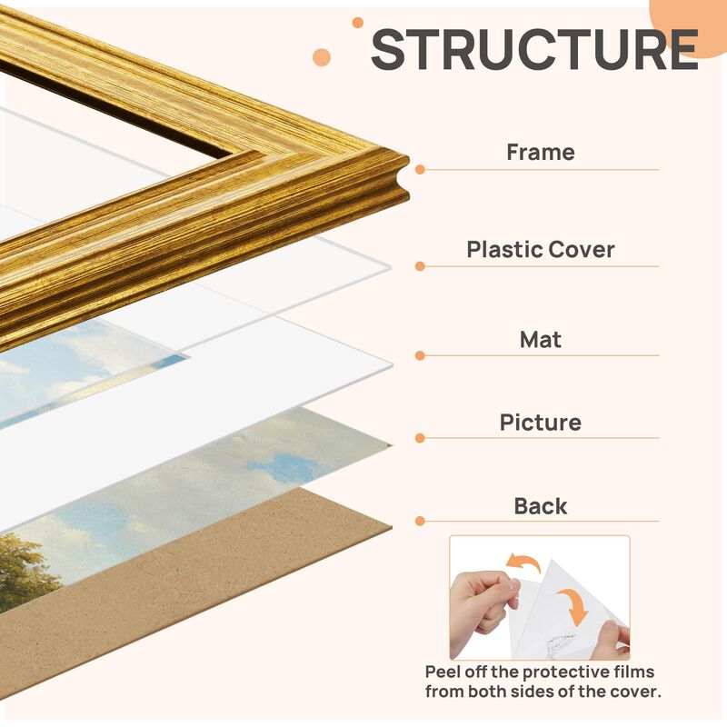 Marco De Fotos Upsimples 28 &times; 43 cm Dorado &ndash; 1 ... image number null