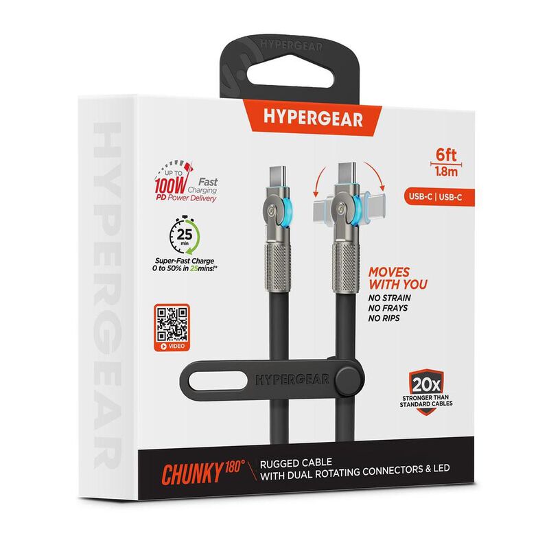 Cable Datos HYPERGEAR USB-C a USB-C 100W girato... image number null