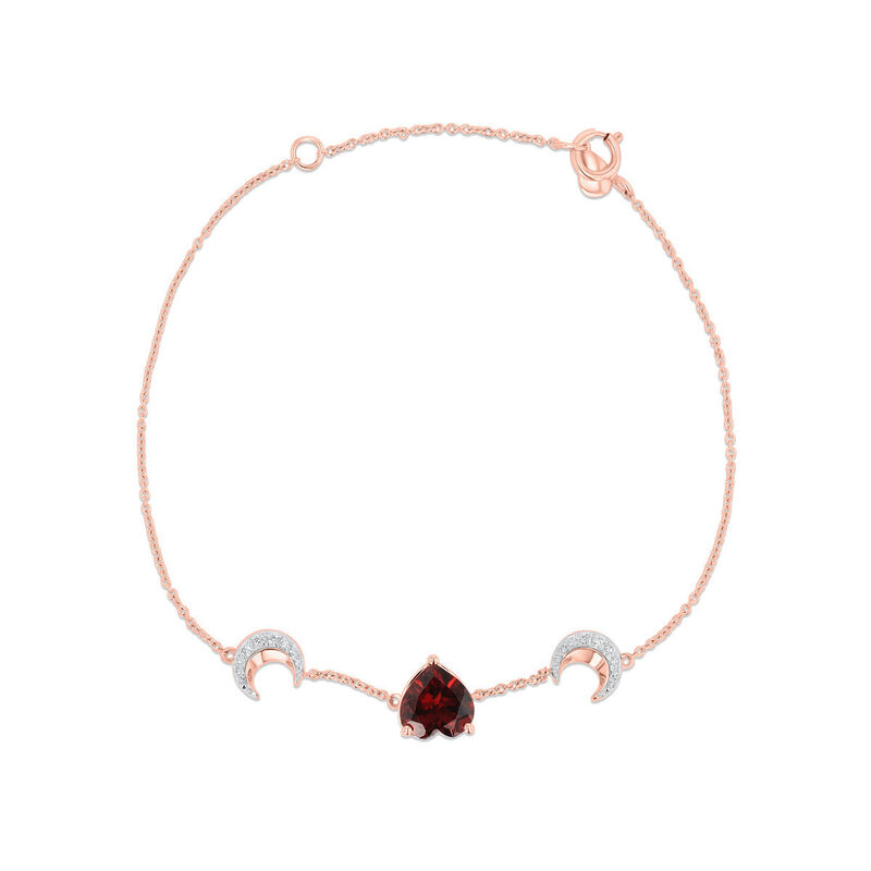 Pulsera De Corazon Y Lunas Oro Rosa 10k Con 8pt... image number null